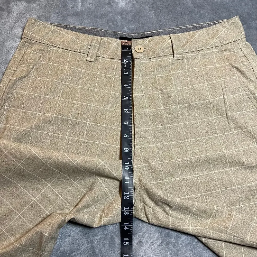 O'Neill Men's Stretch Walk Shorts Size 34 Flat Front Chino Window Pane Check